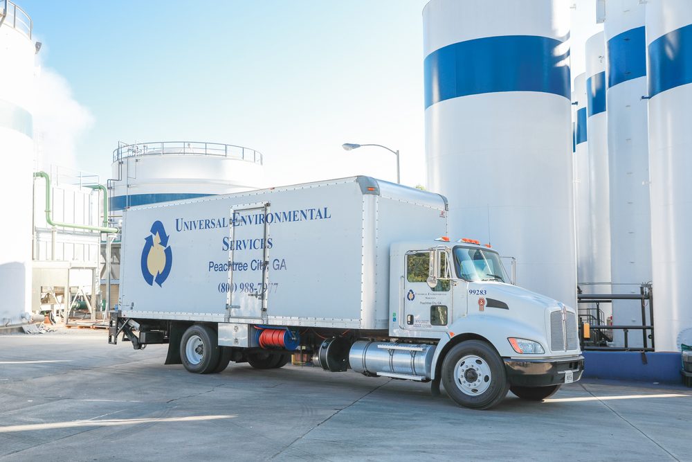 A UES collection truck at the Peachtree City facility in Georgia
