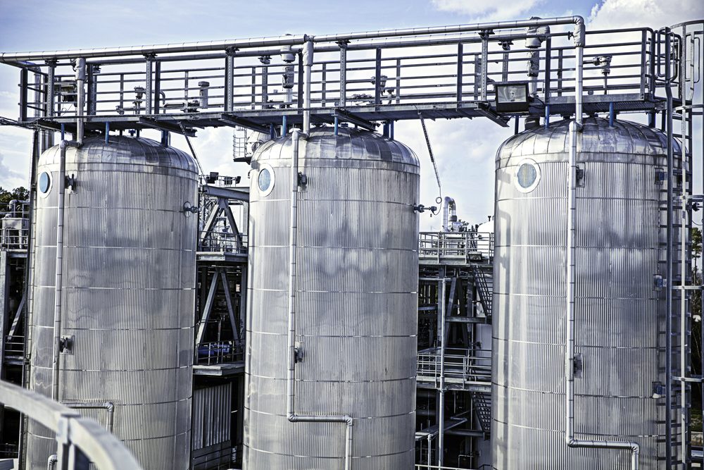 Process vessels at the UES re-refinery in Peachtree City, Georgia